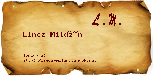 Lincz Milán névjegykártya